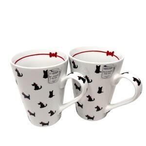 NEW Konitz Germany Coffee Mugs Tea Cups Lot 2 Scottie Dog 4.75 Tall Novelty Gift